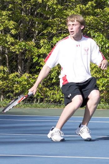 Camden Hills Eddie Socker gets set to return a shot. (Photo Courtesy of Dwight Pitcairn)