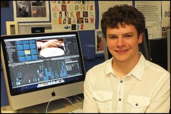 Eddie McCluskey, a senior at Camden hills Regional High School, works to finish his film project in hopes it gets into the school's Seventh Annual Film Festival.