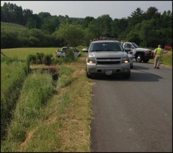 Tracks made by the truck through the field. (Photo by Lynda Clancy)