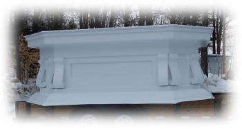 An ornate transitional segment of the steeple to be installed with the belfry at Stockton Springs Community Church. (Photo courtesy of Pete Hardester)