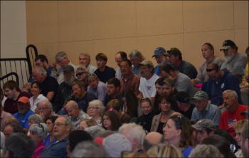 Bleachers were filled in the Lincolnville Central School gymnasium. (Photo by Lynda Clancy)
