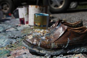 Splatter shoes. (Photo by Wes Sterrs)
