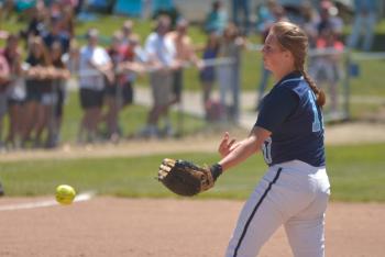 Oceanside's Rachel Frye said her game was off after the game, but when you throw like she does and have confidence in your team behind you, you get it done, and she did just that with only four hits and one run allowed. (Photo by Ron Hawkes)