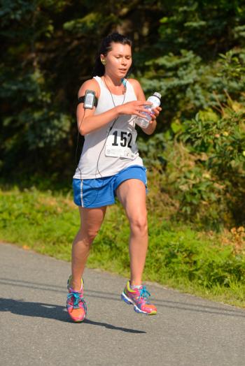 Many of the runners struggled coming up the steep hilss out of Port Clyde, but once thay got past it it was all downhill. (Photo by Ron Hawkes)