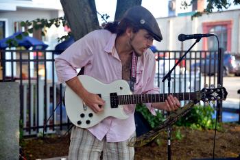Kyle Saryani set up at the Winslow Holbrook Park located at the corner of Park and Main streets. (Photo by Ron Hawkes)