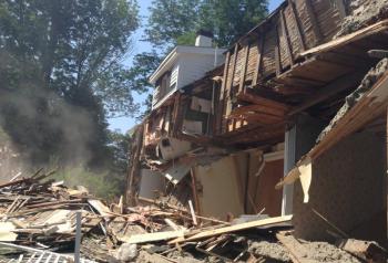 The house, contractors said, was "an old one" evidenced by oak dowels. (Photo by Lynda Clancy)