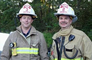 John Wickenden, left, was recently named Rockport Asst. Fire Chief, and Todd Philbrook went from Asst. Fire Chief to Deputy Chief. (Photo by Holly S. Edwards)