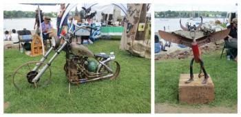 Recycled metal sculptures by Chris Maserychik. (Photo by Erica Thoms)