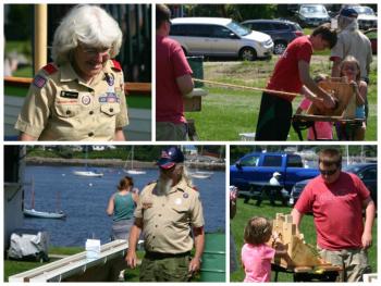 Belfast Boy Scout Troop 27, including leaders Bill and Marty Leavitt and scouts Kyle Lane and Doyle Bailey.