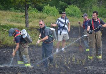 Lt. Greg Rollins, Chief Jason Peasley, Assistant Chief John Wickenden, Levi Rollins, Justin Ford. (Photo by Lynda Clancy)