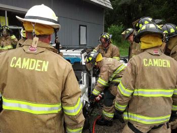 Camden firefighters training with it s extrication eqiupment Aug. 3. (Courtesy Camden Fire Dept.)