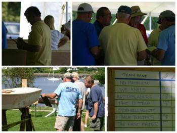 Volunteers receive judging instructions and paperwork.