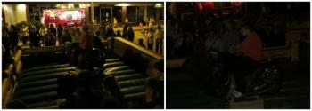 A young boy attempts to ride the mechanical bull. (Photo by Erica Thoms)