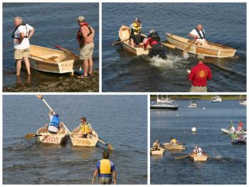 Competitors take off at the start of the relay race.