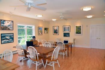The community room where you have 24/7 wifi, kitchen, coffee bar coming soon and computers to use if you don't own one. (Photo by Ron Hawkes)