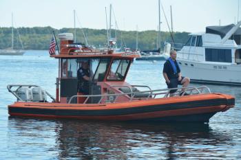 Rockland Police help in the search for a missing diver. (Photo by Ron Hawkes)