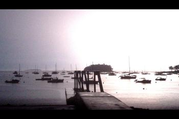 Lighting light up the sky over Camden Harbor Wednesday night. (Photo by David Edwards)