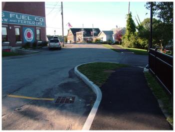 Nodes with granite curbs were questioned as potential obstacles to plowing. (Photo by Ethan Andrews)