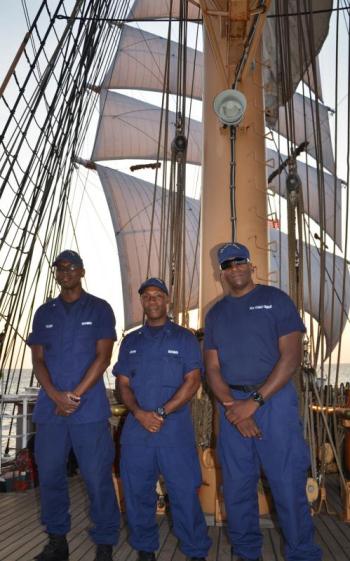 The U.S. Coast Guard extends invitations to other countries with fledgling Coast Guards to join the 17-week officer candidate training. Three Bahamians are participating, along with a Liberian and Trinidadian. (Photo by Lynda Clancy)