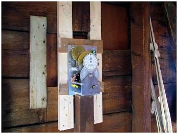 The new clockwork systems recently installed at First Church features GPS synchronization and programmable bell striking. (Photo by Ethan Andrews)