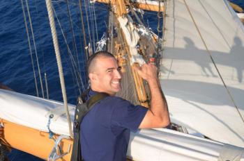 OC Jason Weeks up in the rigging. (Photo by John Irvine)