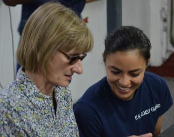 Tracey Parker, wife of Vice Admiral Parker, and OC Leurida Soto-Gonzales. (Photo by Max Legault)