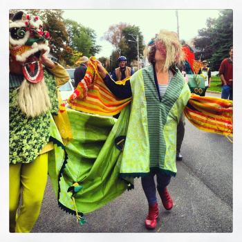 A dragon spins in the street at the Church Street Festival. (Photo by Ethan Andrews)