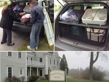 Volunteers Leigh and Ron Smith load bed linens and miscellaneous house furnishings from a residence in Camden for donation to Hospitality House. Donations of furniture, non-perishable food, new and gently used linens, blankets and quilts, rugs, twin and full beds, towels and more are currently being sought by Hospitality House. Call 230-6628 to arrange a local pickup or for information on dropping off a donation. (Top photo by Holly S. Edwards/Bottom photo courtesy Hospitality House)