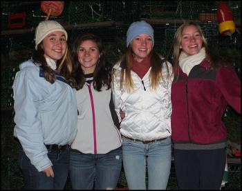 Four students from Oceanside West got dad's permission to get their picture taken. From left, Casey Benner, Haylie Witham, Jillian Brooks and Kelsey Brooks. (Photo by Chris Wolf)