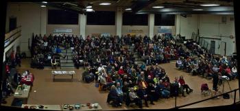 The crowd at the Rockland Rec Center for Pecha Kucha Night. (Courtesy Jesse Robert Gifford Stuart)