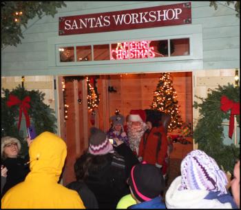 Santa Claus in his workshop following the tree lighting in Rockland Friday night, Nov. 29. (Photo by Chris Wolf)