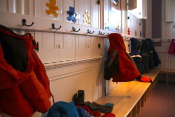 Cubbies and coats. (Photo by Wes Sterrs)