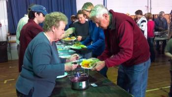 Over the past four years, more than 100 people have attended Bill and Kathy Packard’s free community Thanksgiving Dinner at Thompson Community Center in Union. Dinner is served at 1 p.m. and the Packards hope more will show up this year, as their son Jesse and his family will finally be in town to share the meal too, along with some fellow sailors from Jesse’s ship. (Courtesy Bill Packard)