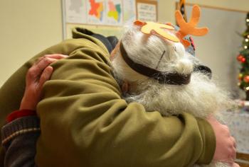 A kind word every day and a big hug goes a long way in Waldo County, Maine. (Photo by Lynda Clancy)