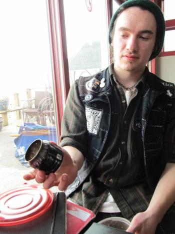 The lightweight alcohol stove he made out of a Coke can. (Photo by Kay Stephens)