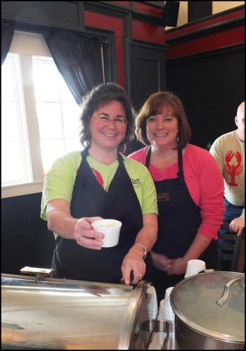 Kim Graffam and Becky Butler of Graffam's Seafood Market: "The secret to award winning chowder is putting a lot of love into making it," said Graffam. (Photo by Chris Wolf)