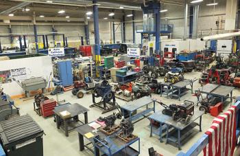 An overview of the small engine repair area.