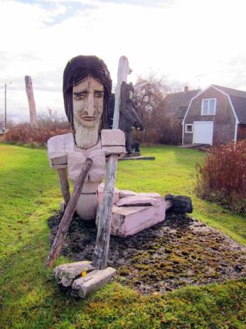 “Local Girl,” an 89-inch-tall sculpture by Blackie Langlais, was fashioned after Christina Olson, in the famous painting by Andrew Wyeth, “Christina’s World.” Courtesy of Kohler Foundation