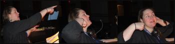 Allysa Anderson uses nonverbal communication to direct her students on stage.