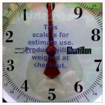 Some scales, including this one in the produce section of a supermarket, are not subject to inspection because they are for reference only, and not used to determine the final price. (Photo by Ethan Andrews)