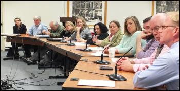 Members of Wednesday night's panel before the Rockland City Council are, left to right: Charlotte Dixon, vice chairman CMCA; John Grondin, Parks Commission; Bill Pearce, Parks Commission; Emily Schuchart, Farnsworth Art Museum; Robin MacIntosh, Pen Bay Regional Chamber of Commerce; Allison Leiber, Parks Commission; Maggi Blue, Midcoast Magnet; Sarah Ruddy, Strand Theater; Jared Cowan, Arts in Rockland; Gordon Page, Rockland Main Street; and Chris Brownawell Director Farnsworth Art Museum.