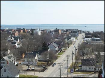 Looking from Fire Station toward downtown and harbor.