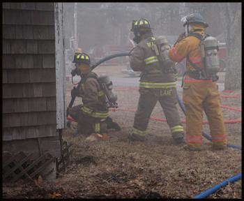 Earlier in the day Sunday during live fire training in Rockport at a residence on Route 90. (Courtesy of Mike Eugley)