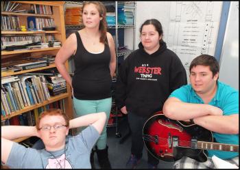 Members of he Vinalhaven School Band, Jensen Burns, Danielle Newton, Tracie Webster and Adam Young
