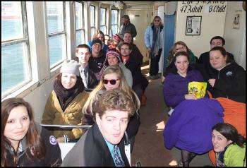 Cabin time on the ferry.