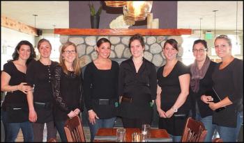 The staff awaits at the new Peter Ott's, from left, Alicia Landi, Eve Marden, Abigail Jones, Allysa Pierce, Alexandria Landi, Amanda Zammiello, Carisa Carney and Kelsey Butler. (Photos by Chris Wolf)