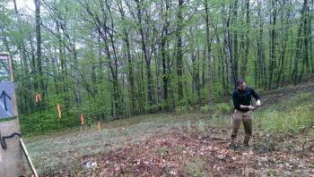 Eric Verite, also an employee of Pen Bay Healthcare, is one of the organizers of the Run For Your Life Emergency Service Challenge. He is the prime strategist and builder of obstacles for the adventure race and was on Ragged Mountain May 19, getting the course ready.