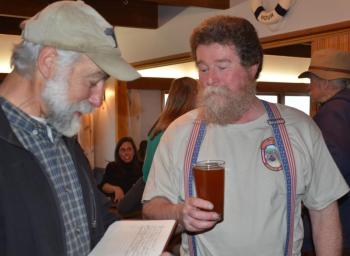 Master builder Jim Tyler with an unidentified friend. (Photo by Lynda Clancy)