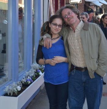 Annabelle and her father, Neal Parker, of Rockland, are visiting the galleries. (Photo by Lynda Clancy)