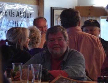 Penobscot Bay Pilot’s Chris Wolf, tasting the beer. (Photo by Lynda Clancy)